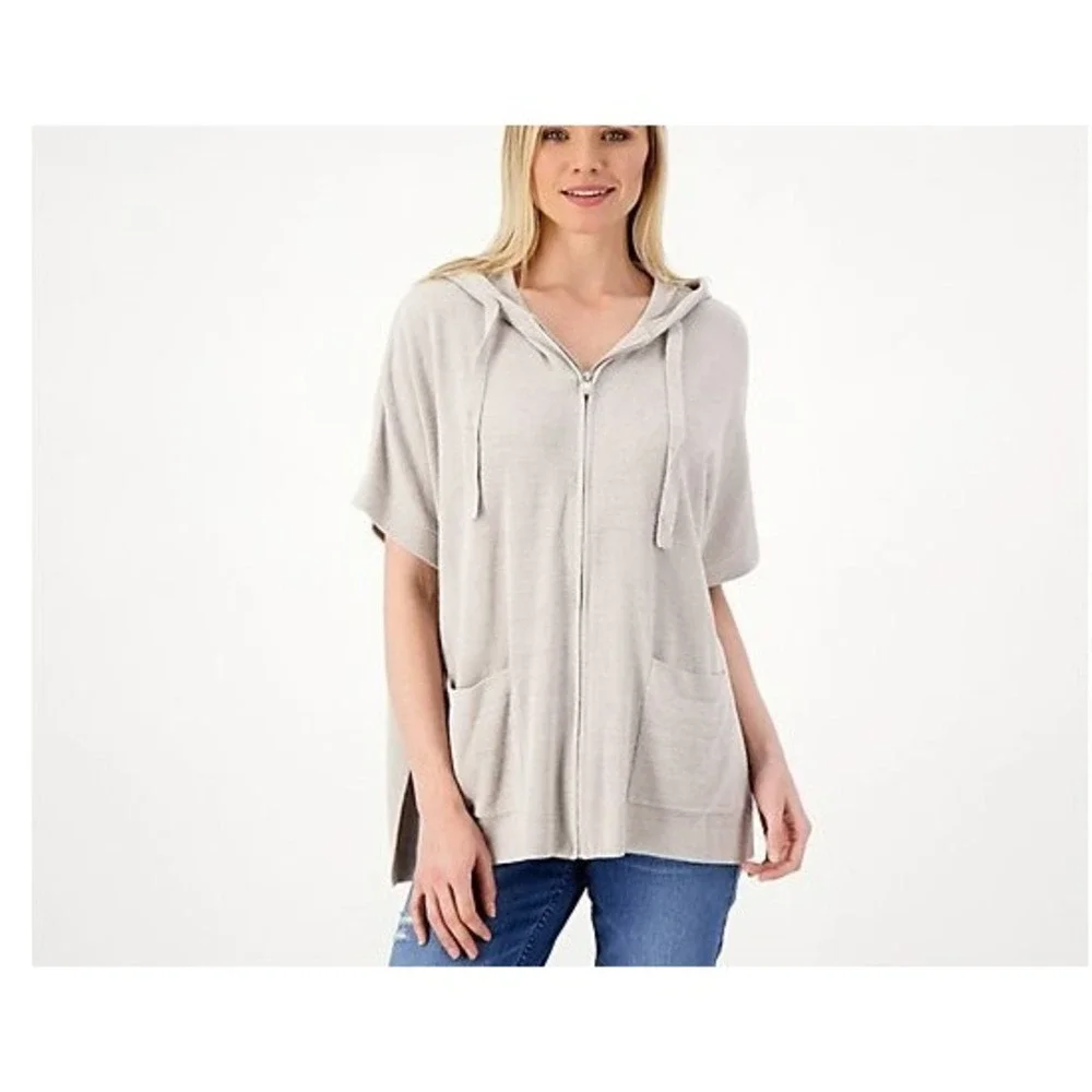 Barefoot Dreams CozyChic Ultra Lite Short Sleeve Zip Up Hoodie